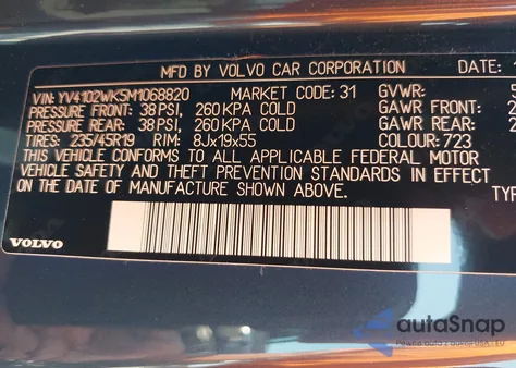 2021 Volvo V60 Cross Country T5 z USA, uszkodzony, nr VIN YV4102WK5M1068820